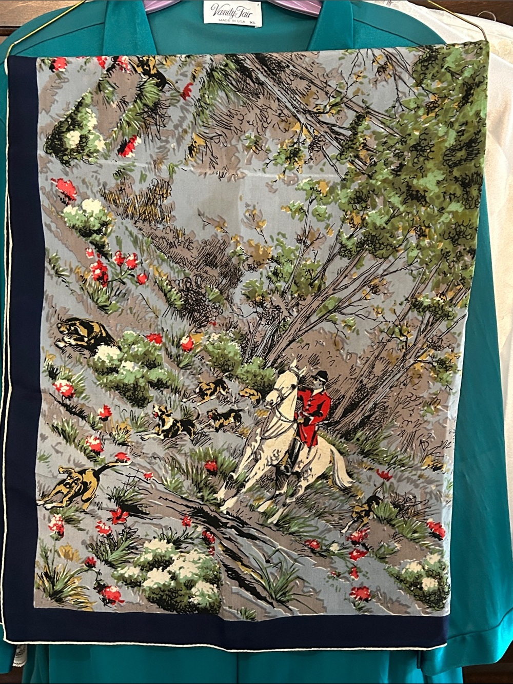 1950’s Japanese Silk 32” x 32” Fox Hunt Scarf - Hermes Inspo